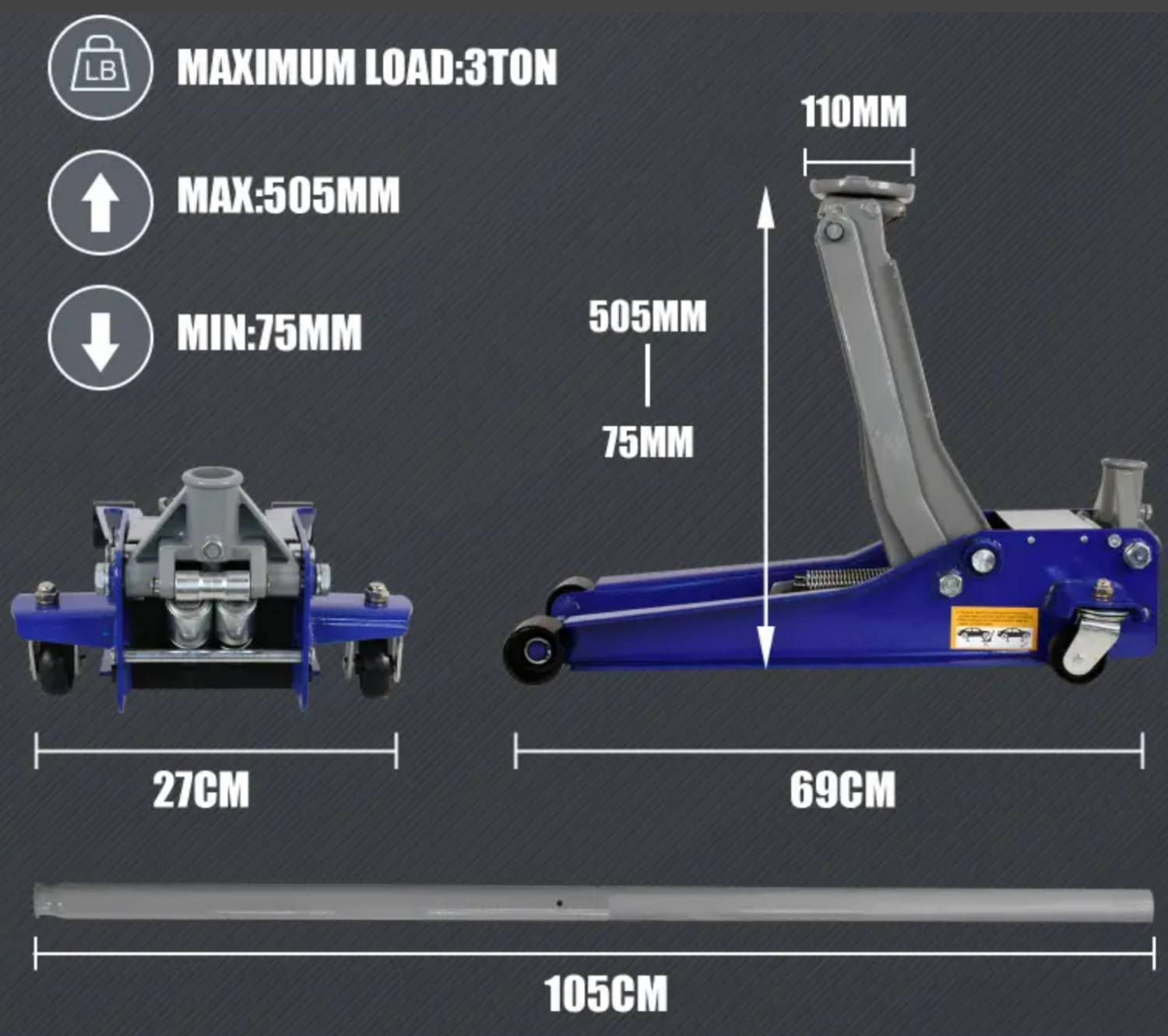 Hydraulic Floor Car Jack | Trolley Jack | Heavy Duty Floor Jack: image 2